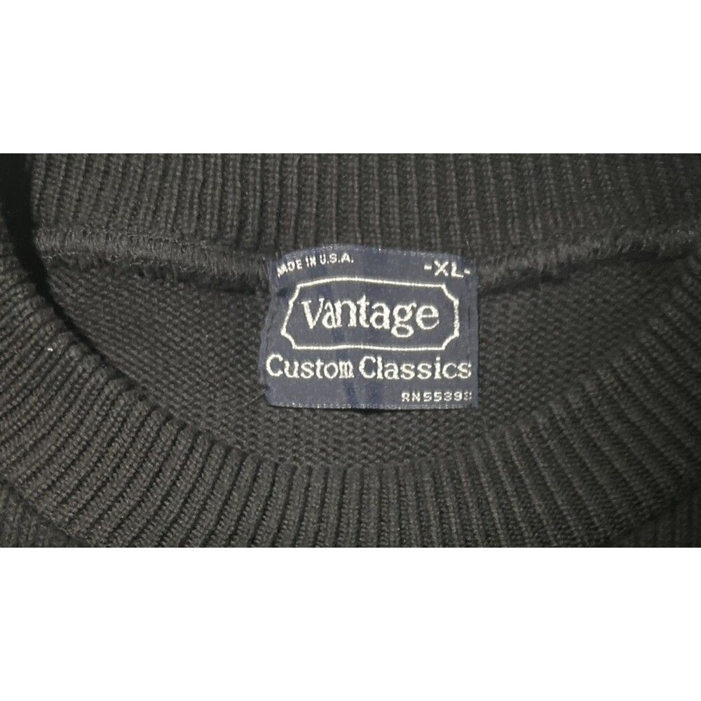 Vantage Sweater XL Black Heavyweight 100% Cotton USA Made Crewneck Knit Vintage - Picture 4 of 4